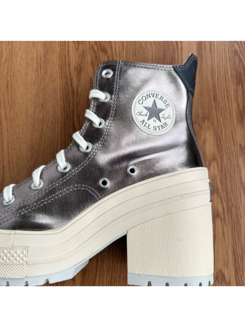 ⭐Converse Chuck 70 De Luxe Heel 7.5 Women Shoes Sneakers Metallic Silver A09896C - Picture 10 of 12
